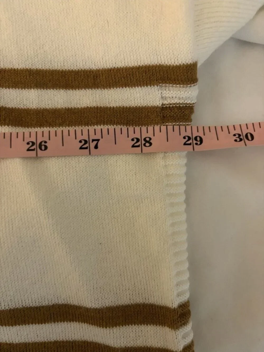 Mersea Women’s Tan And White Striped Catalina Sweater One Size Petite 3/4 Sleeve